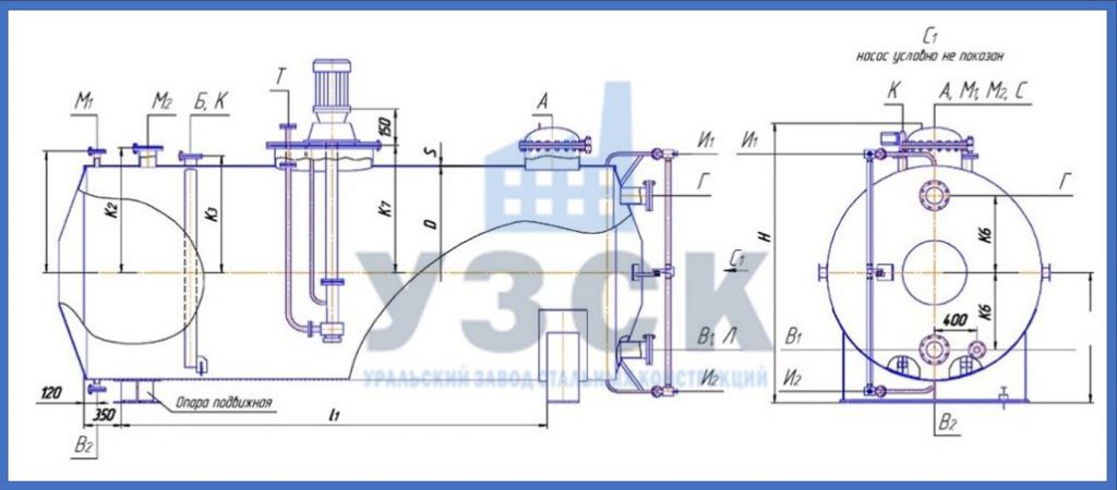 Чертеж емкости ГКК в Казани